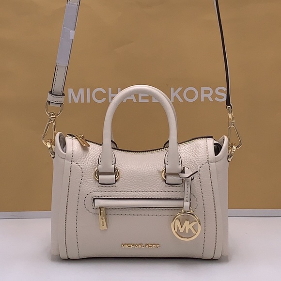 Michael Kors Carine Extra-Small Pebbled Leather Satchel Crossbody Light Cream - Picture 5 of 16